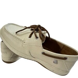 New Sperry Whalefish Boat Shoes Women's US 8 M Cream Leather Memory Foam Comfort